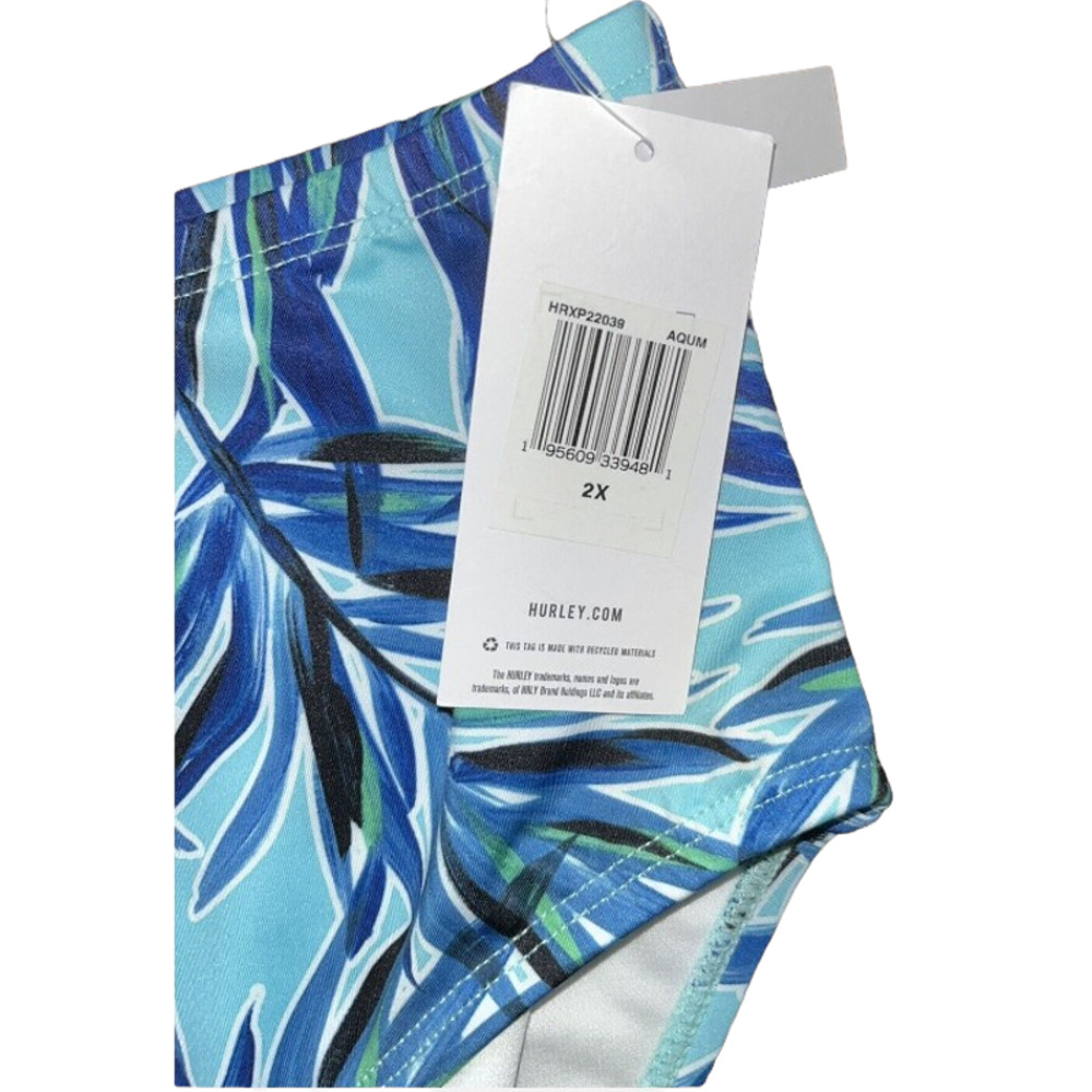 Hurley Blue Leaf Print Women's Swim Two Piece - Picture 5 of 10